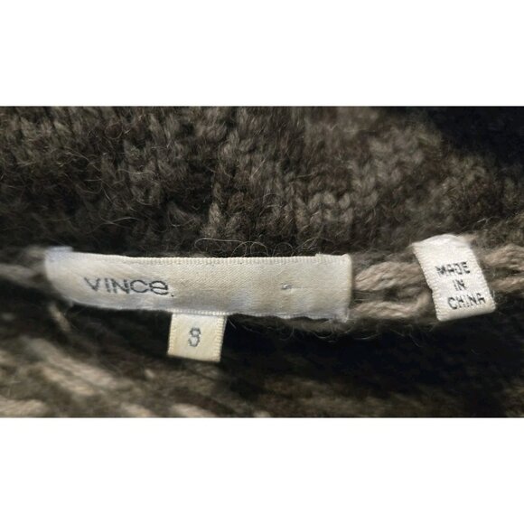 Vince Brown Embroidered Sweater Cardigan S Alpaca Cashmere Shawl Collar - Picture 8 of 8